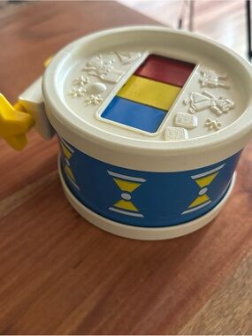 Vintage Fisher-Price Blue, Yellow & Red Musical Toy Drum